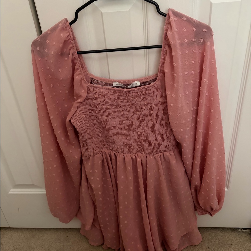 Altar'd State Pink Long Sleeve Lilitha Smocked Romper size M NWT - Picture 6 of 6